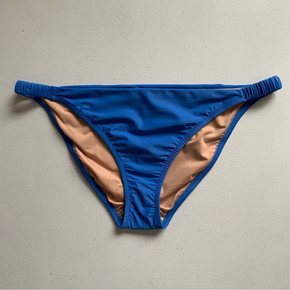 J Crew Scrunchie Strap Bikini Bottom Size XL Full Coverage Sail Blue NWT